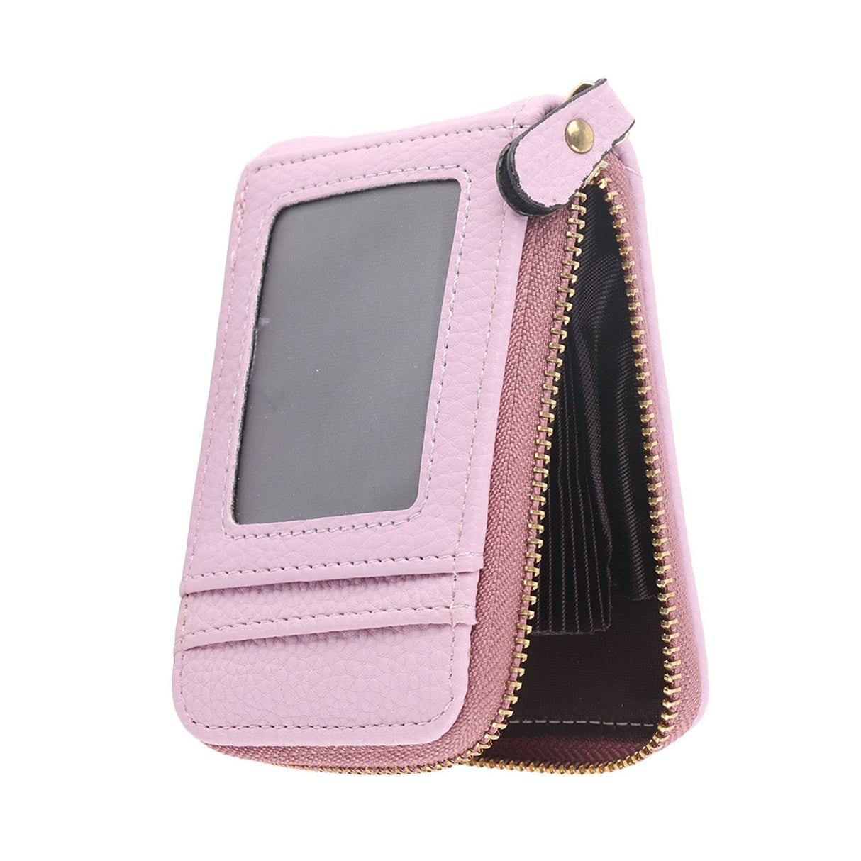 Credit Card Bag with Zipper Fashionable Mini Portable Antimagnetic ID Cards Holder Wallet PurseLight Purple