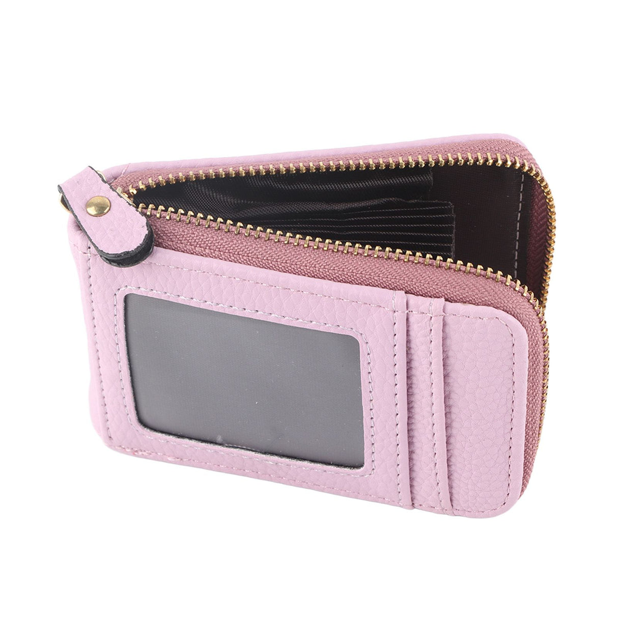 Credit Card Bag with Zipper Fashionable Mini Portable Antimagnetic ID Cards Holder Wallet PurseLight Purple