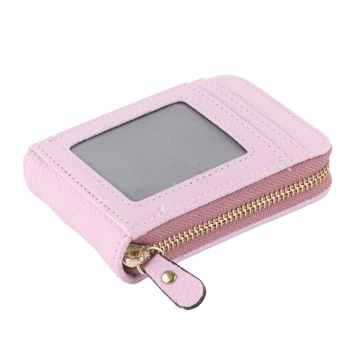 Credit Card Bag with Zipper Fashionable Mini Portable Antimagnetic ID Cards Holder Wallet PurseLight Purple