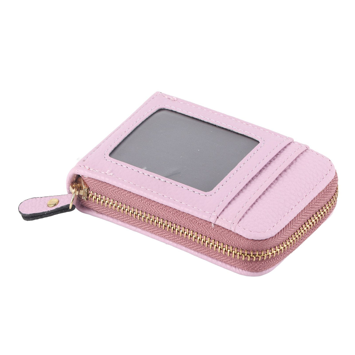 Credit Card Bag with Zipper Fashionable Mini Portable Antimagnetic ID Cards Holder Wallet PurseLight Purple