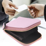 Credit Card Bag with Zipper Fashionable Mini Portable Antimagnetic ID Cards Holder Wallet PurseLight Purple