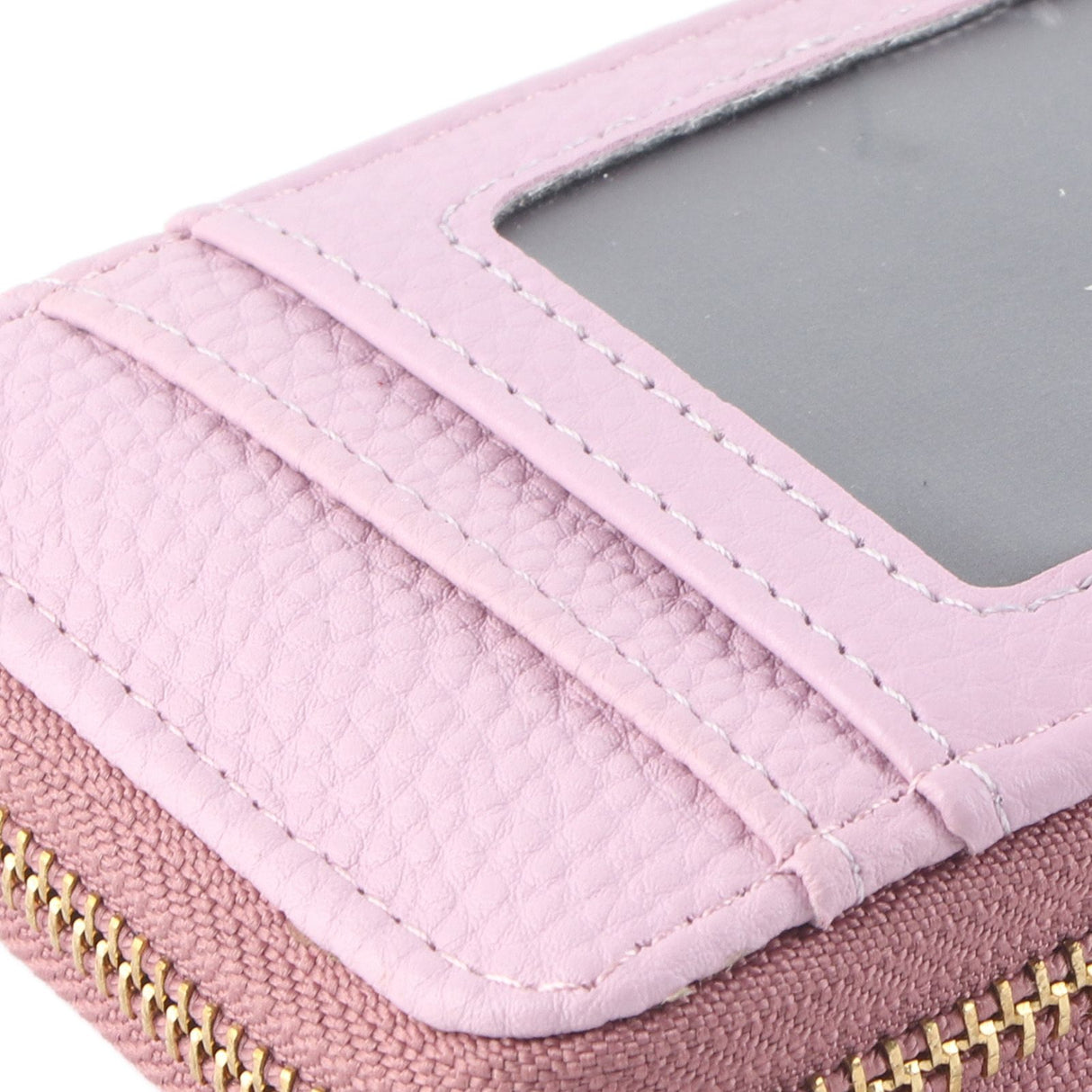 Credit Card Bag with Zipper Fashionable Mini Portable Antimagnetic ID Cards Holder Wallet PurseLight Purple