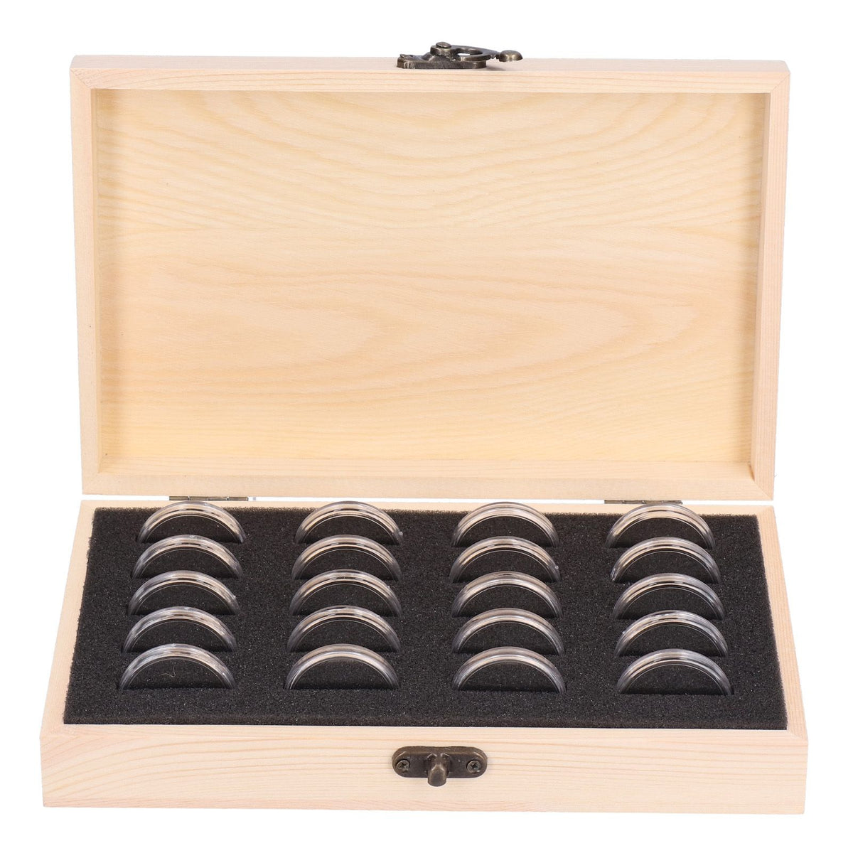 20 Grid Coin Collection Box Wooden Coin Protection Storage Box for Home Office Living Room