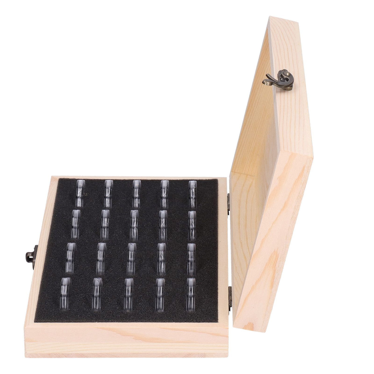 20 Grid Coin Collection Box Wooden Coin Protection Storage Box for Home Office Living Room