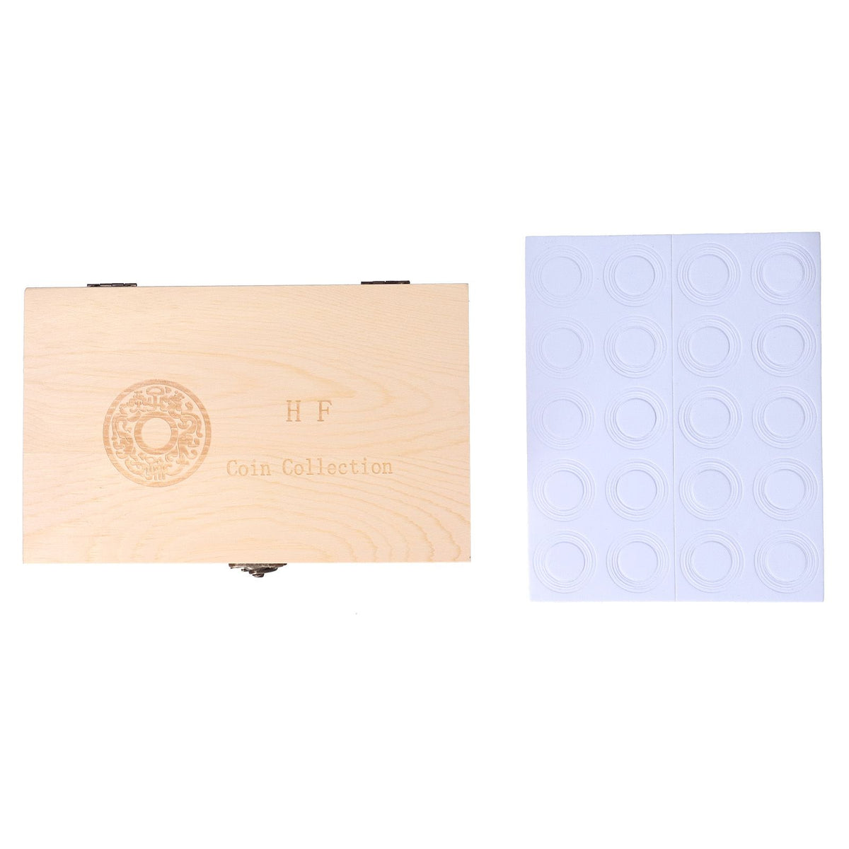 20 Grid Coin Collection Box Wooden Coin Protection Storage Box for Home Office Living Room