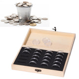 20 Grid Coin Collection Box Wooden Coin Protection Storage Box for Home Office Living Room - Extra Image