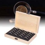 20 Grid Coin Collection Box Wooden Coin Protection Storage Box for Home Office Living Room