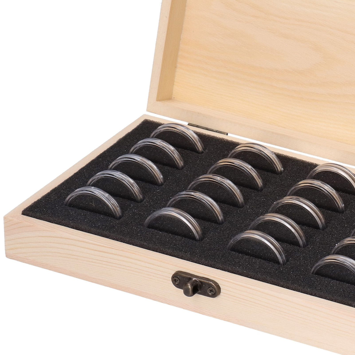 20 Grid Coin Collection Box Wooden Coin Protection Storage Box for Home Office Living Room