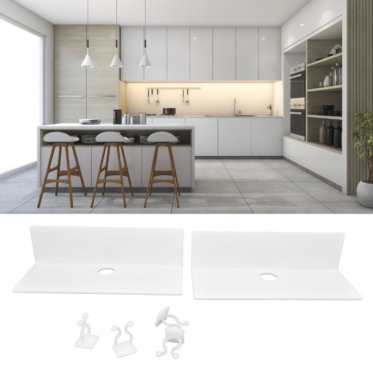 2Pcs Display Shelf Acrylic Perforation Free High Strength Wall Mount Shelf for Speaker Clock