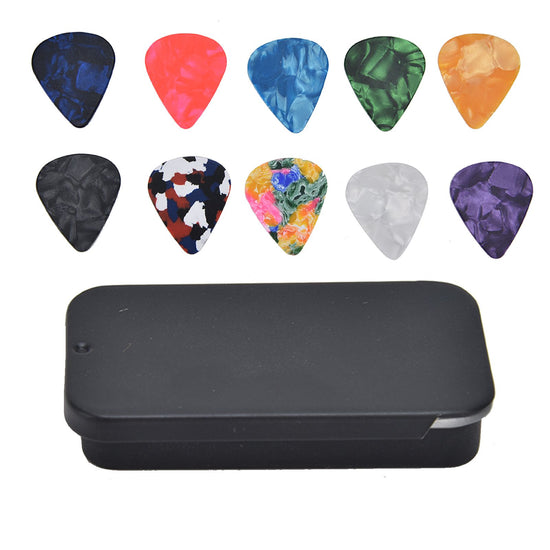 10Pcs Guitar Picks Boost Bass Portable Colorful Retro Cosmic Star Sky Pattern Guitar Pick for Bass Banjo Ukulele0.71mm Black Box