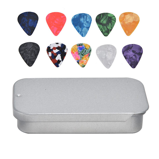 10Pcs Guitar Picks Boost Bass Portable Colorful Retro Cosmic Star Sky Pattern Guitar Pick for Bass Banjo Ukulele0.96mm Silver Box