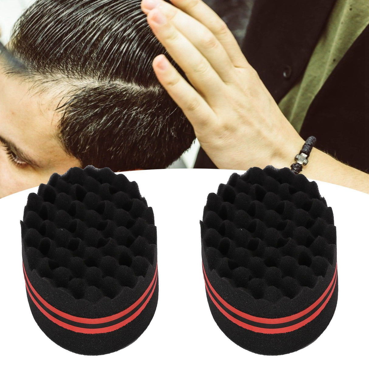 2PCS Double Sided Hair Curl Sponge 22 Hole Wavy Hair Sponge Brush Styling Tools for Home Salon