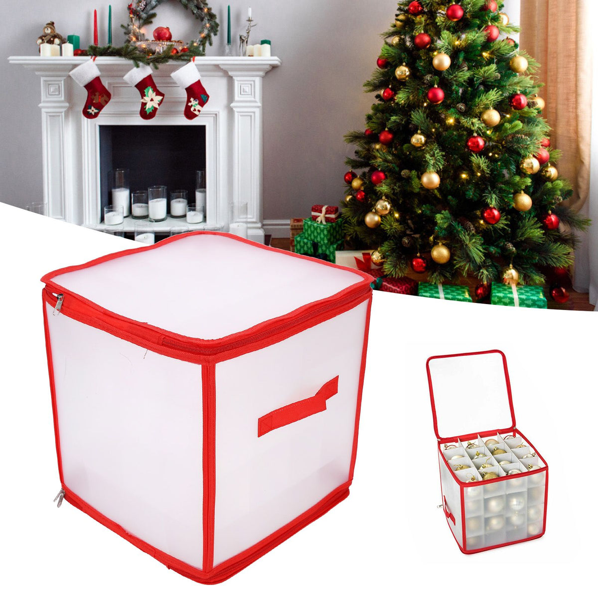 Storage Box Transparent PVC Zipper Sealed Durable Sock Organizer with Compartment for Home Office