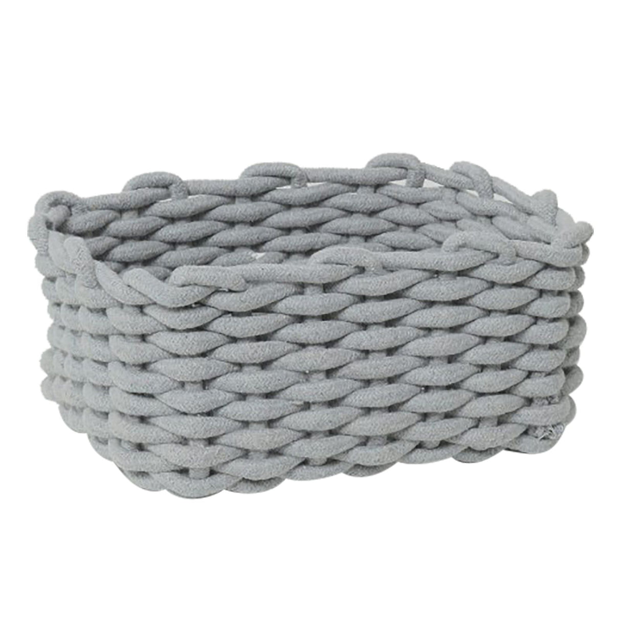 Cotton Rope Storage Basket Hand Knitting Nordic Style Desktop Storage Organizer for Key Snacks Underwear Grey 30x22x14cm/11.8x8.7x5.5in