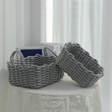 Cotton Rope Storage Basket Hand Knitting Nordic Style Desktop Storage Organizer for Key Snacks Underwear Grey 30x22x14cm/11.8x8.7x5.5in - Extra Image