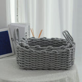 Cotton Rope Storage Basket Hand Knitting Nordic Style Desktop Storage Organizer for Key Snacks Underwear Grey 30x22x14cm/11.8x8.7x5.5in - Extra Image