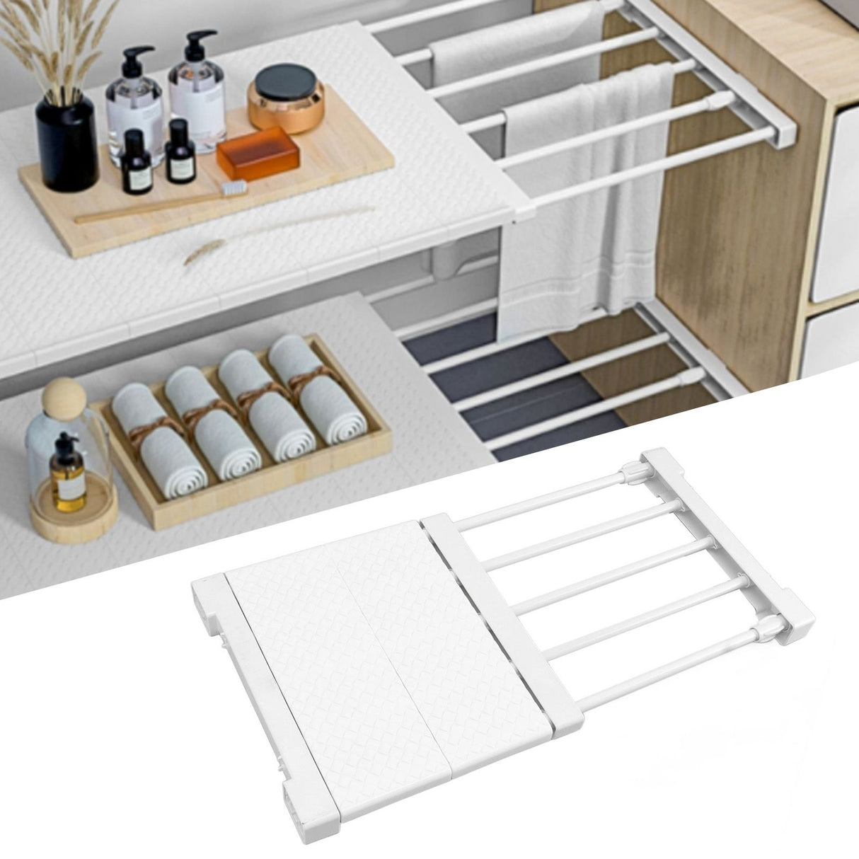 Tension Shelf Adjustable Closet Divider 24cm Width Storage Rack for Cabinet Wardrobe 30 ~ 40cm / 11.81 ~ 15.75in