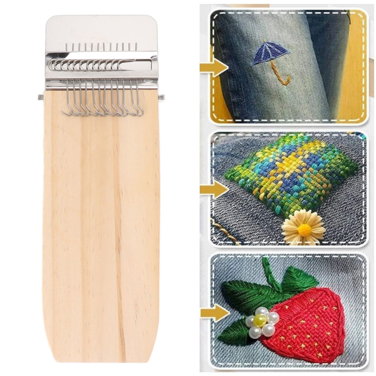 Small Weaving Loom Kit 12 Hooks Speedweave Type Portable DIY Repair Tool Mini Darning Loom for Socks Clothes