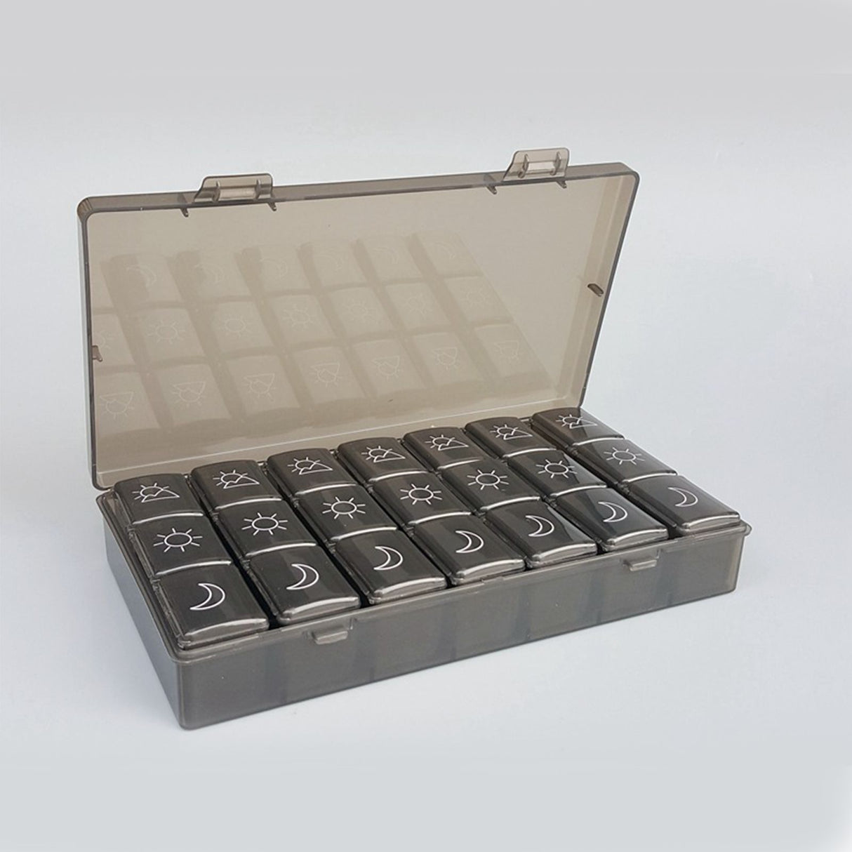 21 Grids Large Capacity Medicine Case Weekly Tablet Organizer Black Portable Tablet Box