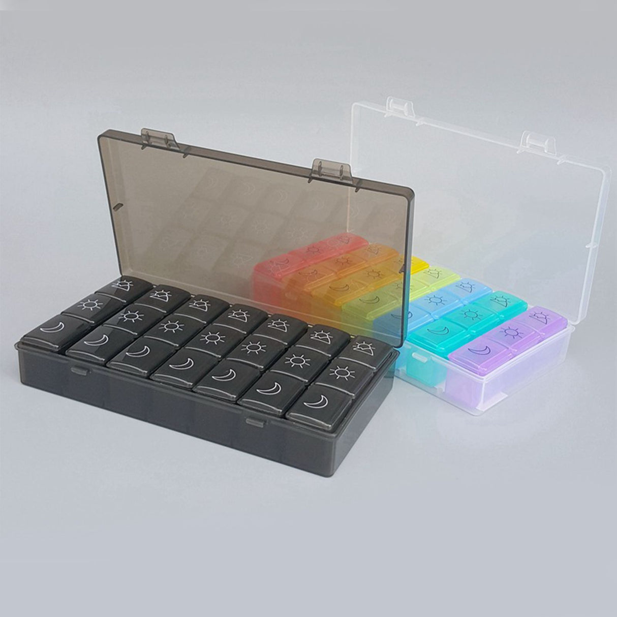 21 Grids Large Capacity Medicine Case Weekly Tablet Organizer Black Portable Tablet Box