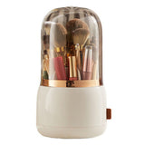 Makeup Brush Holder Multifunctional Brush Organizer Home Rotating Dustproof Cosmetic Make Up Brushes Container White