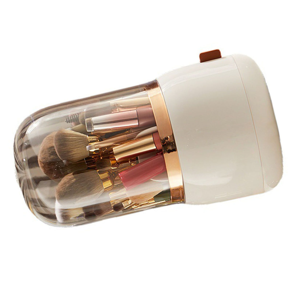 Makeup Brush Holder Multifunctional Brush Organizer Home Rotating Dustproof Cosmetic Make Up Brushes Container White