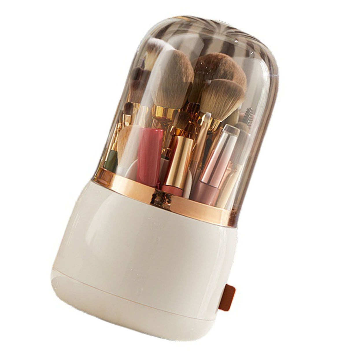 Makeup Brush Holder Multifunctional Brush Organizer Home Rotating Dustproof Cosmetic Make Up Brushes Container White
