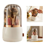 Makeup Brush Holder Multifunctional Brush Organizer Home Rotating Dustproof Cosmetic Make Up Brushes Container White