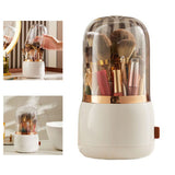 Makeup Brush Holder Multifunctional Brush Organizer Home Rotating Dustproof Cosmetic Make Up Brushes Container White