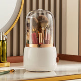 Makeup Brush Holder Multifunctional Brush Organizer Home Rotating Dustproof Cosmetic Make Up Brushes Container White