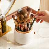 Makeup Brush Holder Multifunctional Brush Organizer Home Rotating Dustproof Cosmetic Make Up Brushes Container White