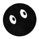 Round Rug Cute Black Face Rug Soft Flocking Carpet Skid Resistant Rug for Bedroom Bathroom Living Room 80x80cm / 31.5x31.5in - Side View
