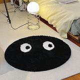 Round Rug Cute Black Face Rug Soft Flocking Carpet Skid Resistant Rug for Bedroom Bathroom Living Room 80x80cm / 31.5x31.5in