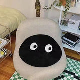 Round Rug Cute Black Face Rug Soft Flocking Carpet Skid Resistant Rug for Bedroom Bathroom Living Room 80x80cm / 31.5x31.5in