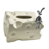 Tissue Box Cover Ceramic Rectangular Stylish Elegant Decorative Napkin Box Holder for Desktop Coffee Table Milky White
