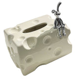 Tissue Box Cover Ceramic Rectangular Stylish Elegant Decorative Napkin Box Holder for Desktop Coffee Table Milky White