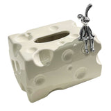 Tissue Box Cover Ceramic Rectangular Stylish Elegant Decorative Napkin Box Holder for Desktop Coffee Table Milky White - Top-Down View