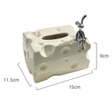 Tissue Box Cover Ceramic Rectangular Stylish Elegant Decorative Napkin Box Holder for Desktop Coffee Table Milky White - Extra Image