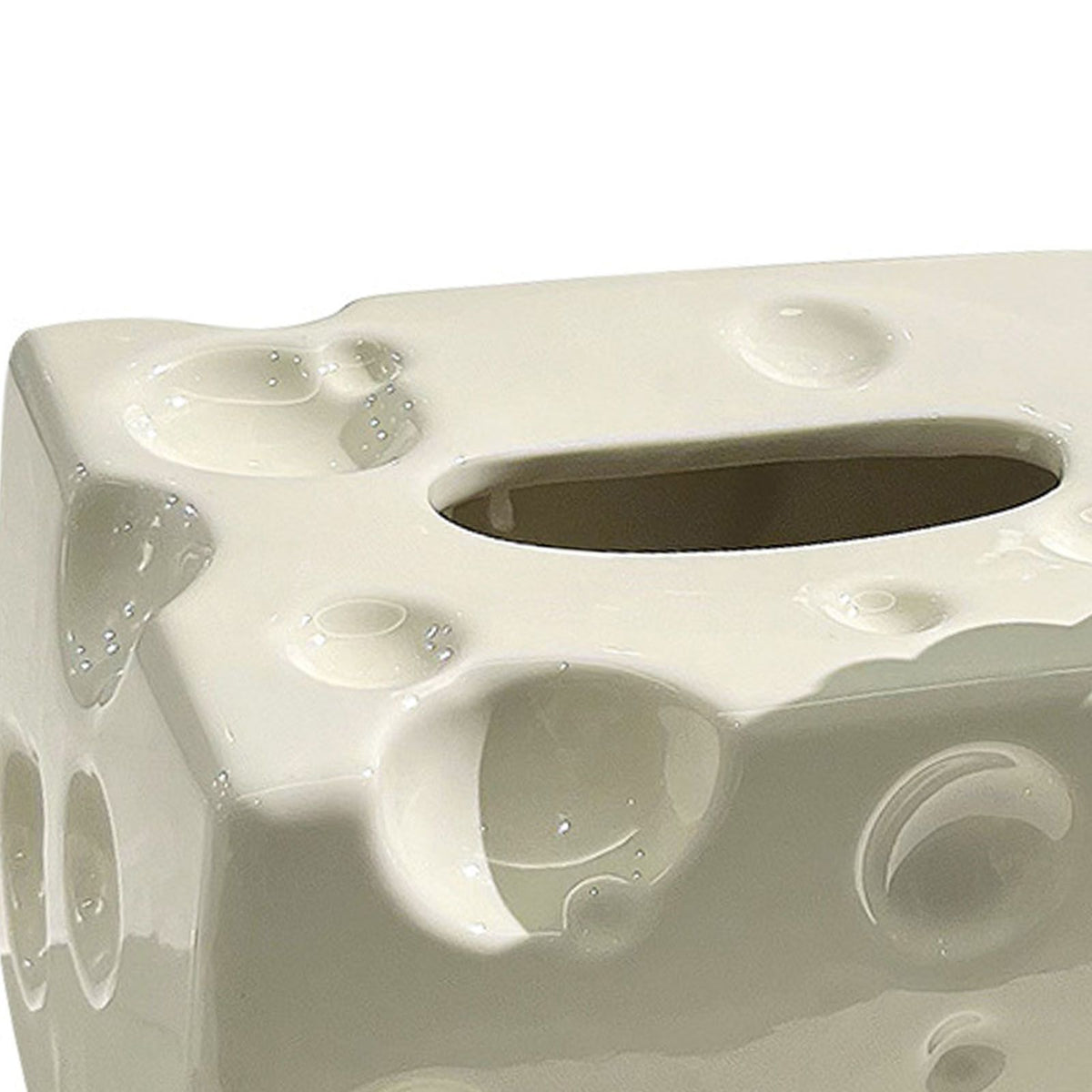 Tissue Box Cover Ceramic Rectangular Stylish Elegant Decorative Napkin Box Holder for Desktop Coffee Table Milky White