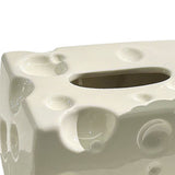 Tissue Box Cover Ceramic Rectangular Stylish Elegant Decorative Napkin Box Holder for Desktop Coffee Table Milky White - Extra Image