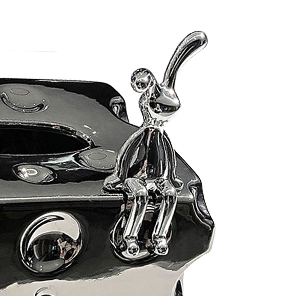 Tissue Box Cover Ceramic Rectangular Stylish Elegant Decorative Napkin Box Holder for Desktop Coffee Table Silver