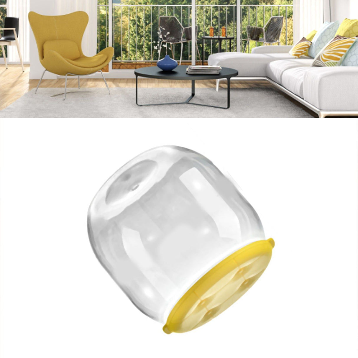 Toy Storage Stool Multipurpose Innovative Round Shape Transparent Storage Stool for Home Living Room Entryway Yellow