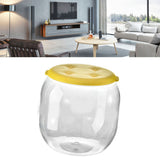 Toy Storage Stool Multipurpose Innovative Round Shape Transparent Storage Stool for Home Living Room Entryway Yellow - Close-Up Angle