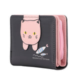 Female Korean Version Small PU Leather Coin Purse Student Cute Animal Change Bag Zipper Foldable Short Style Change Purse for Woman Girls Black