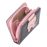 Female Korean Version Small PU Leather Coin Purse Student Cute Animal Change Bag Zipper Foldable Short Style Change Purse for Woman Girls Black - Extra Image