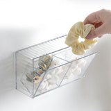 Cosmetics Wall Mounted Storage Box Non Punching Plastic 2 Compartment Holder Bathroom Supplies - Low Angle