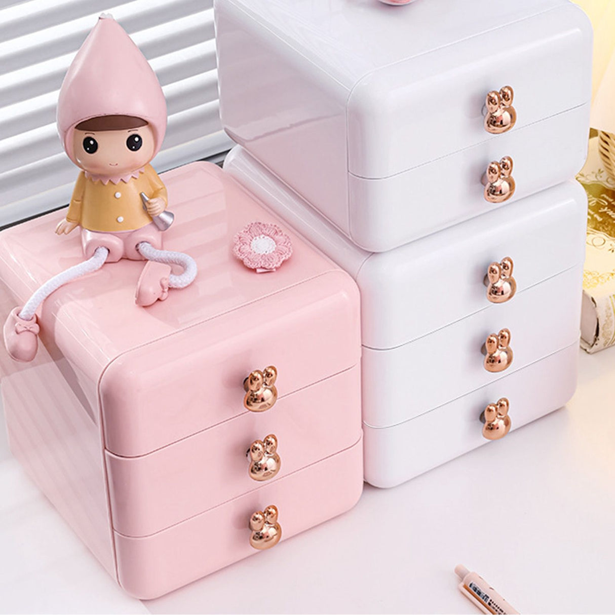 Desktop Drawer Jewelry Hair Accessories Sundries Storage Box Tabletop Organizer for Bedroom Dormitory Office