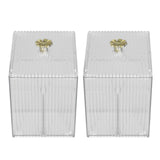 2Pcs Cotton Swab Holder Clear Durable Plastic Safe Widely Used Cotton Ball Organizer for Office Family Tabletop