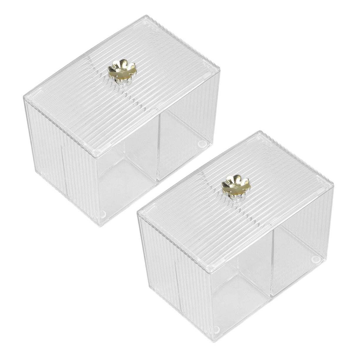 2Pcs Cotton Swab Holder Clear Durable Plastic Safe Widely Used Cotton Ball Organizer for Office Family Tabletop