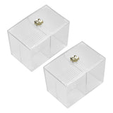 2Pcs Cotton Swab Holder Clear Durable Plastic Safe Widely Used Cotton Ball Organizer for Office Family Tabletop - Front View